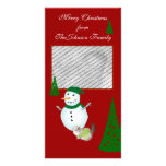 Snowman Greetings with Cat Photo Card