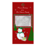 Snowman Greetings with Cat Photo Greeting Card