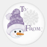 snowman hat Gift tag Round Stickers