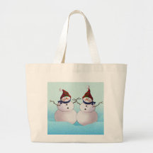 SNOWMAN & HATS by SHARON SHARPE Canvas Bags