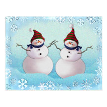 SNOWMAN & HATS by SHARON SHARPE Post Card