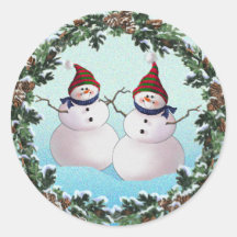SNOWMAN & HATS by SHARON SHARPE Sticker
