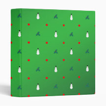 Snowman Holly Polka Dot - On Green 3 Ring Binder