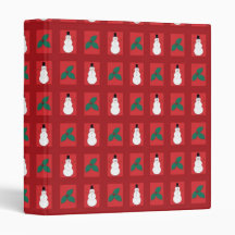 Snowman Holly - Red 3 Ring Binders