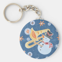 Snowman Horn Making Xmas Holiday Music Keychains