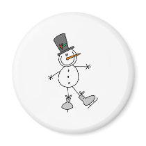 Snowman Ice Skating Magnet