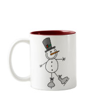 Snowman Ice Skating Coffee Mugs