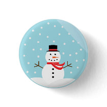 Snowman in a Snow Globe Button
