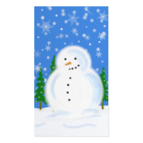 Snowman in Blizzard Gift Tag Business Cards
