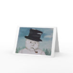 Snowman in thought greeting cards