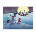 SNOWMAN & KIDS by SHARON SHARPE Postcard