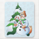 SNOWMAN & KITTY by SHARON SHARPE mousepads