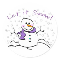 Snowman Let it Snow Gifts Round Sticker