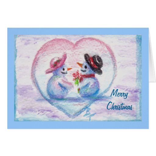Snowman Love aceo Christmas Card