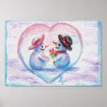 Snowman Love aceo Print