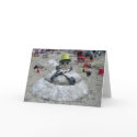 Snowman Melting on the Beach Greeting Card (Blank)