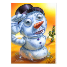 snowman_melting post card