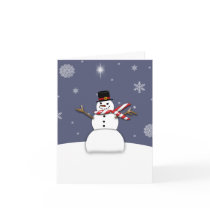 Snowman on a Snowy Night Greeting Card