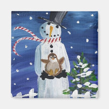 Snowman & Penquin Fridge Magnet