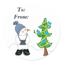 Snowman Photographer - Gifttag Stickers