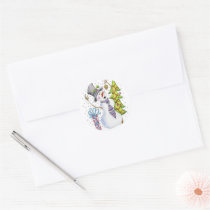 Snowman Round Stickers