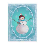 SNOWMAN, SCARF & SNOW HAT by SHARON SHARPE postcards