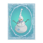 SNOWMAN, SCARF & SNOW HAT by SHARON SHARPE postcards