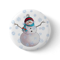 SNOWMAN, SCARF & STOCKING CAP by SHARON SHARPE Pinback Button