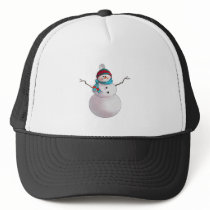 SNOWMAN, SCARF & STOCKING CAP by SHARON SHARPE Trucker Hats