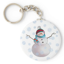 SNOWMAN, SCARF & STOCKING CAP by SHARON SHARPE Key Chain