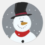 Snowman - Silver Round Sticker