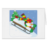Snowman Sled Greeting Card