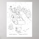 Snowman Sleigh Canvas Posters