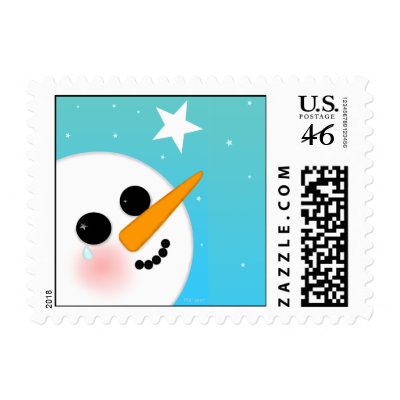 Snowman Small Square Postage Stamp by PennyCork