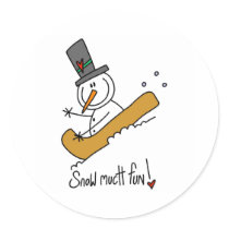Snowman Snow Much Fun Round Sticker