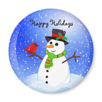 Snowman Snowglobe - Happy Holidays Magnet