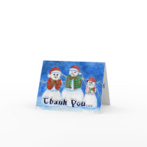 Snowman Thank You Card in Red, Blue, and Green