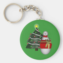 Snowman Tree Gift Christmas Holiday Keychain