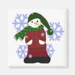 Snowman with Big Snowflakes Magnets