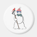 snowman with cardinal fridge magnet