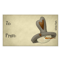 Snowman with Cool Hat Country Holiday Gift Tags Business Cards