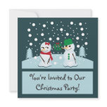 Snowman with Mistletoe Christmas Party invitations