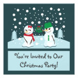 Snowman with Mistletoe Christmas Party invitations