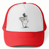 Snowman with Shovel Trucker Hats