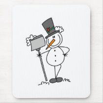 Snowman with Shovel Mouse Pad
