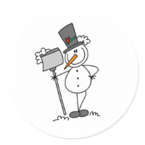 Snowman with Shovel Stickers