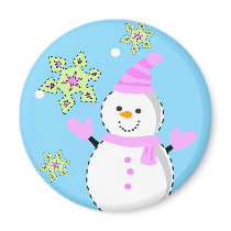 snowman with snowflakes screen refrigerator magnets