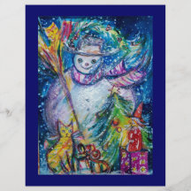 SNOWMAN WITH TOYS, white blue yellow Flyers