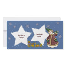 Snowman with trumpet picture card