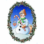 SNOWMAN & WREATH by SHARON SHARPE Photo Cut Out